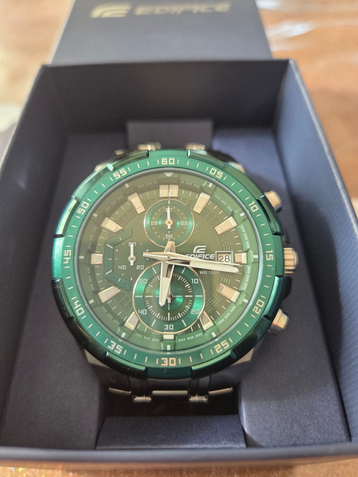 Casio Edifice Herenhorloge Groen/Zilver - Nieuw in Doos, Ophalen, Nieuw, Staal, Overige merken