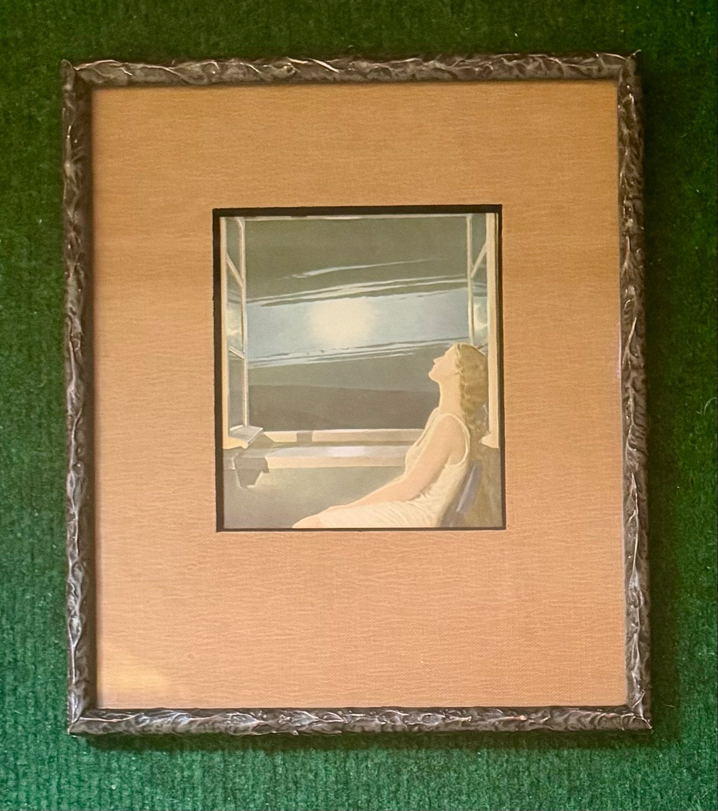 Frau am Fenster jaren 40, Antiek en Kunst, Portret of Personen, Realistisch, Ophalen of Verzenden, Print
