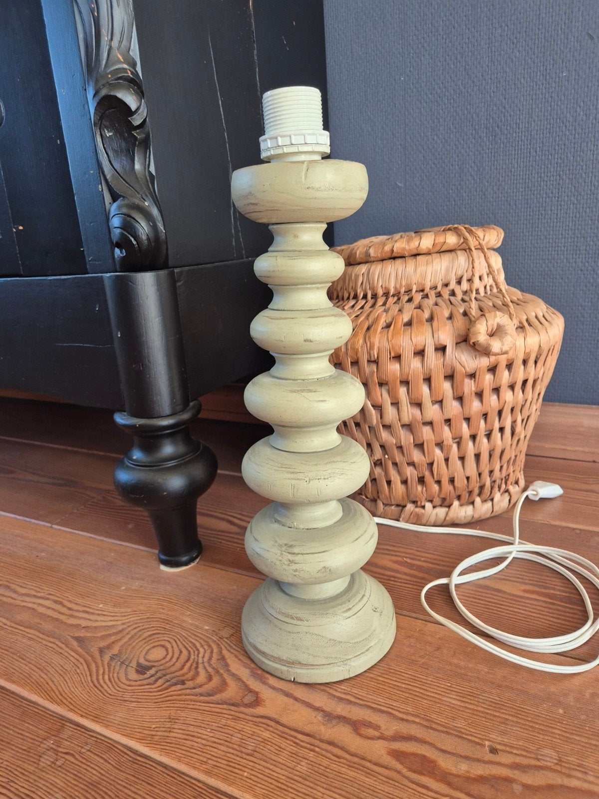 Houten lampenvoet, Huis en Inrichting, Gebruikt, Groen, 37 cm, Hout