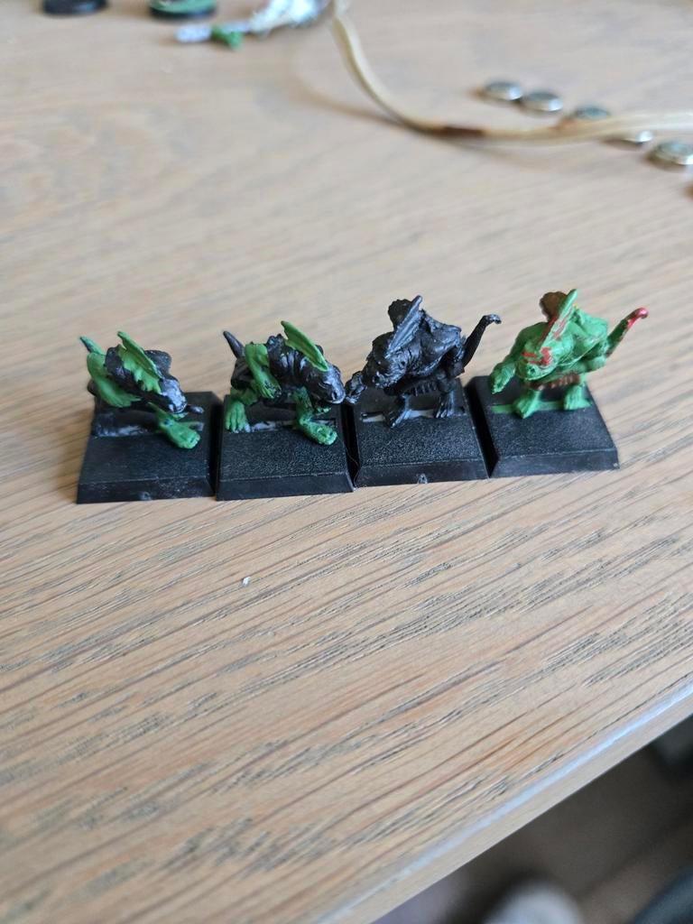 Warhammer Fantasy Skinks - Set van 4 (deels geverfd), Gebruikt, Figuurtje(s), Warhammer, Ophalen of Verzenden