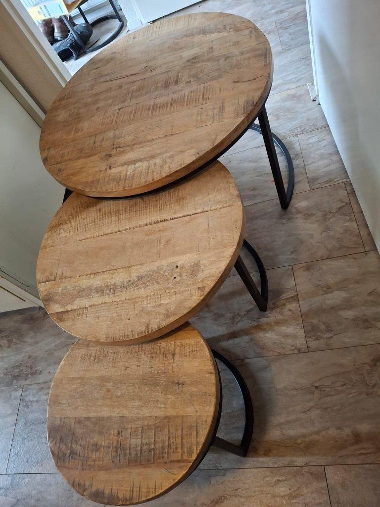 Ronde bijzet tafels, Mango, Rond, 55 tot 75 cm, Zo goed als nieuw