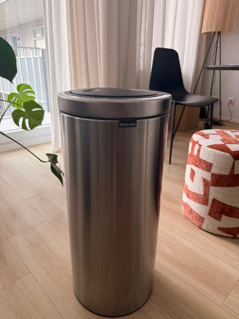 Brabantia Touch 30L Prullenbak, Ophalen, 50 tot 75 cm, Zo goed als nieuw, Rvs