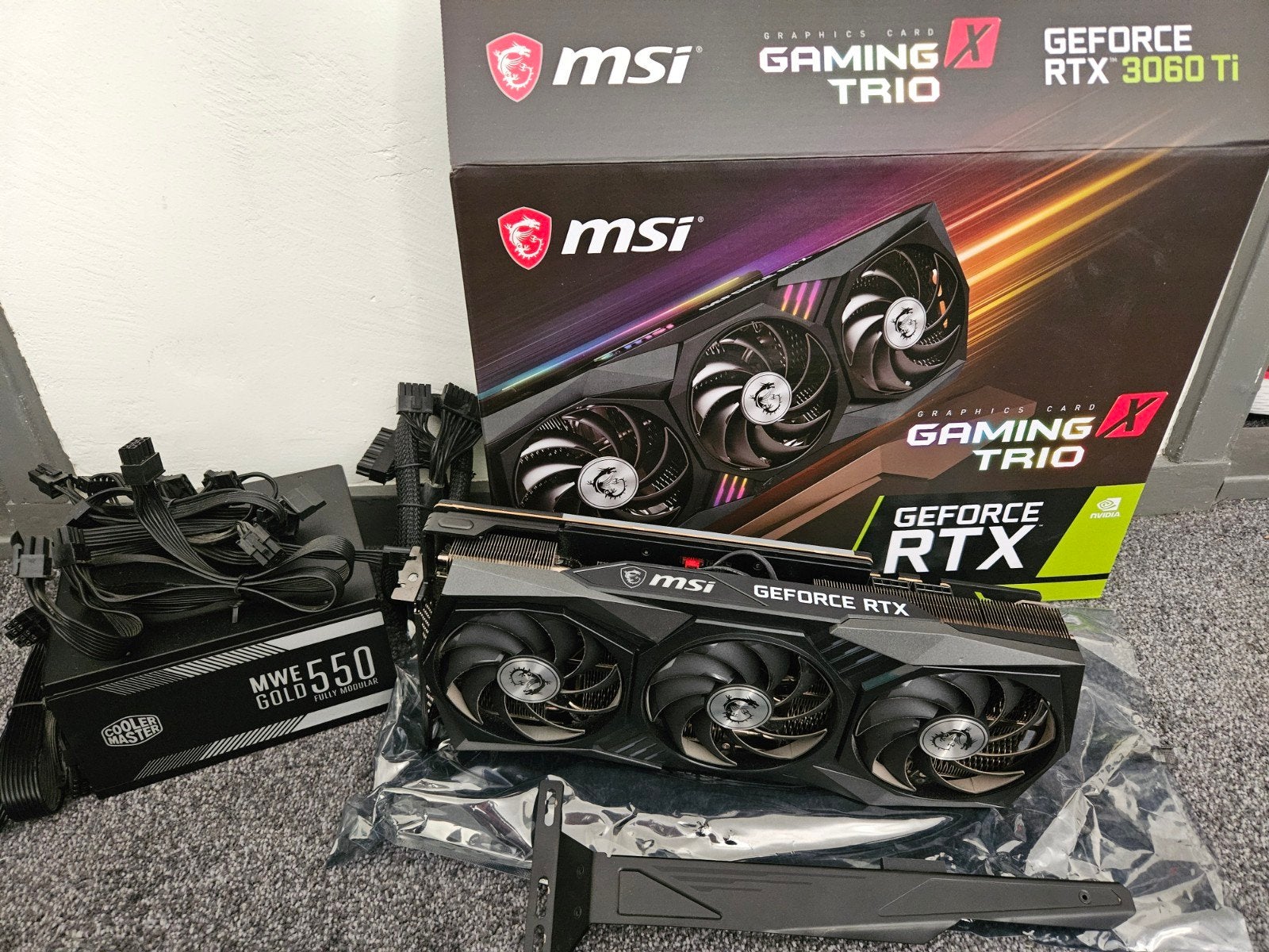 MSI RTX 3060Ti + 550W PSU, Computers en Software, Ophalen, Gebruikt, GDDR6, PCI-Express 4