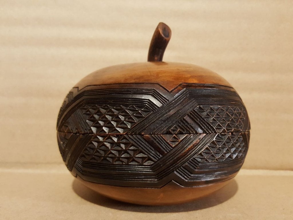 Houten Kuba doosje (appel/pompoenvorm) - DR Congo, Antiek en Kunst, Hout, Afrika, Gemerkt, Ophalen of Verzenden