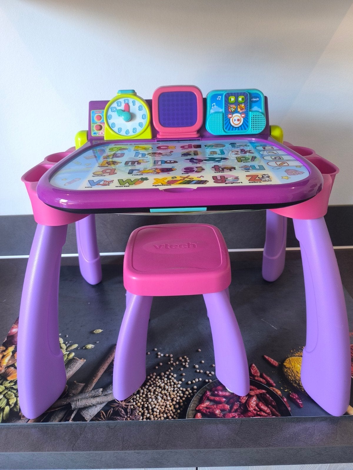 VTech Magisch Speel- en Leercentrum met krukje en 8 kaarten, Ophalen