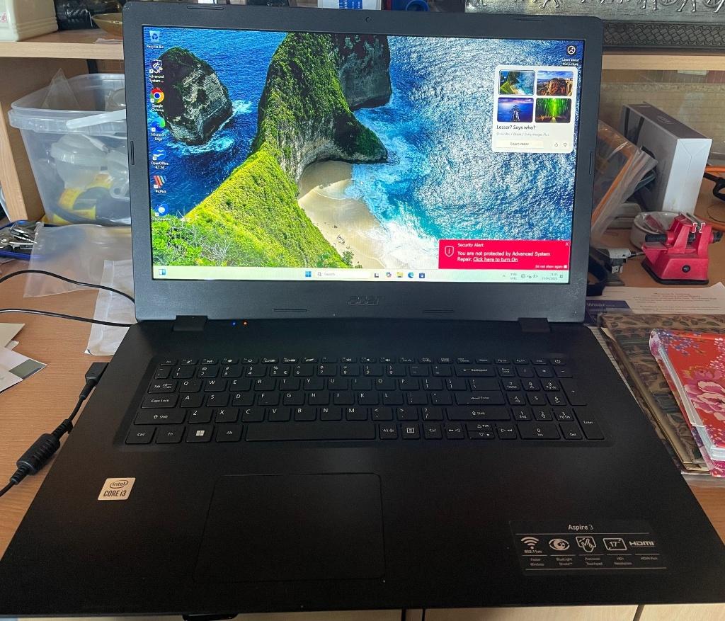 Windows 11 Laptop, Acer Aspire 3, 17", Core i3, Computers en Software, Windows Laptops, 256 GB, 2 tot 3 Ghz, Qwerty, Ophalen of Verzenden