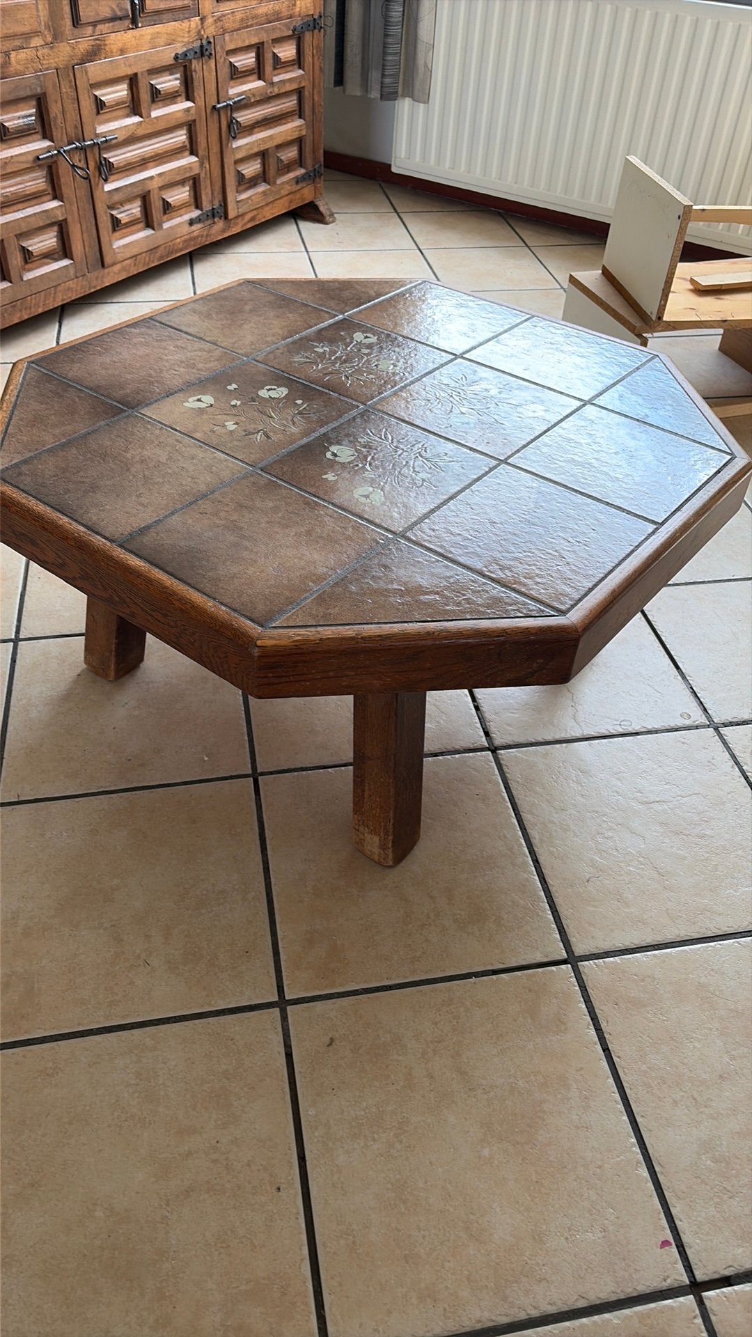 Gratis ophalen salontafel 87x87x42, Ophalen, Gebruikt, 100 tot 150 cm, Eikenhout