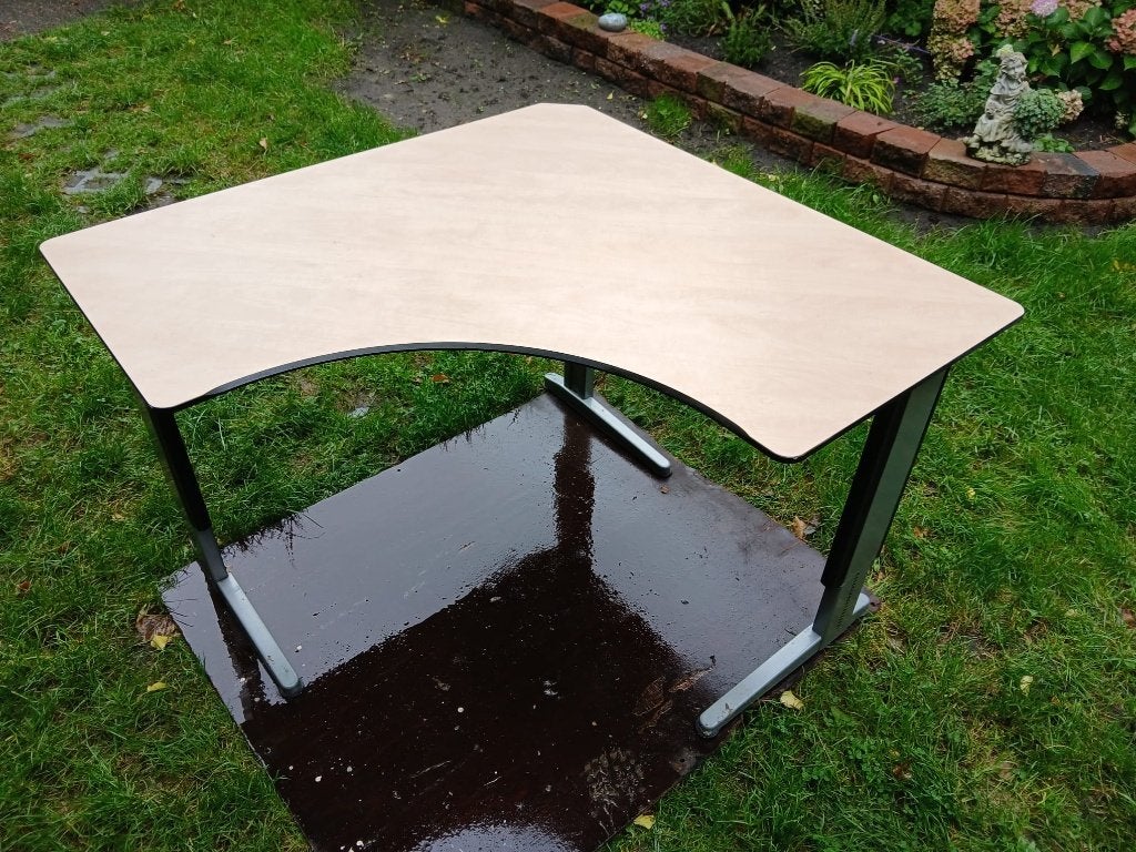 Hoekbureau, Ophalen, 120 cm, 120 cm, Metaal
