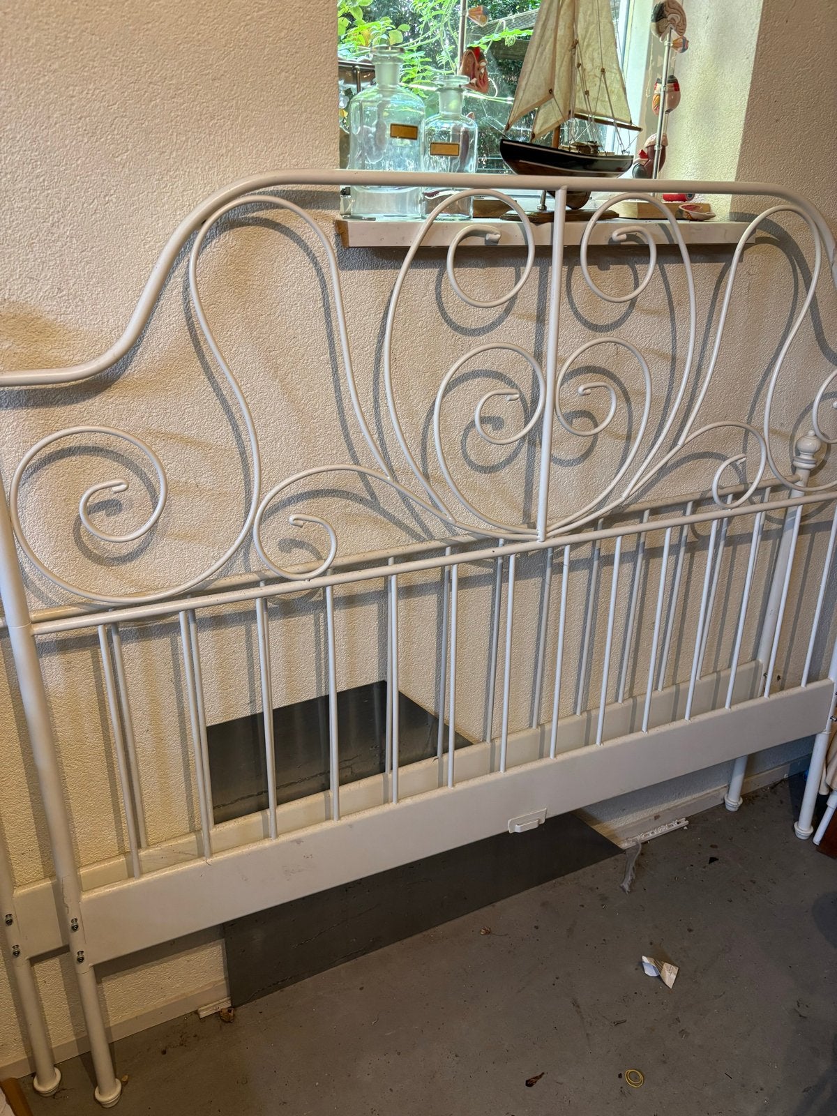 IKEA bedframe wit metaal 160x200 cm, Ophalen, Gebruikt, Wit, Tweepersoons