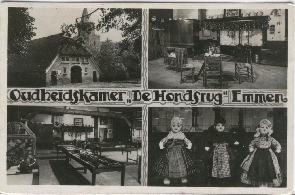 Emmen 4 luik Oudheidskamer De Hondsrug, Verzenden, 1940 tot 1960, Gelopen, Drenthe