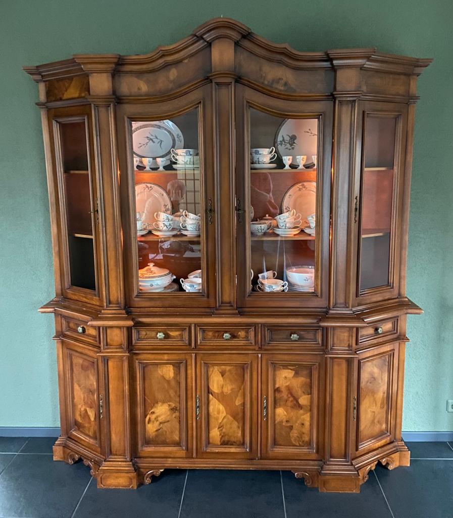 Prachtige mahonie houten servies- buffetkast, Huis en Inrichting, Kasten | Buffetkasten, Ophalen, Met deur(en), 200 cm of meer