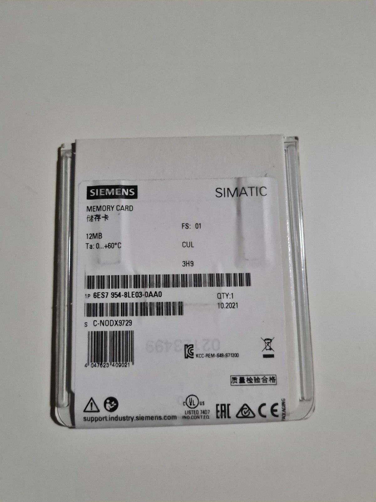 Siemens SIMATIC Memory Card 12MB (6ES7954-8LE03-0AA0), 12MB, Nieuw, Ophalen of Verzenden, Siemens