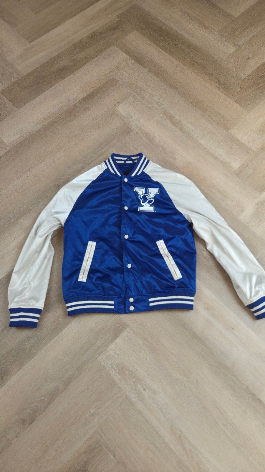 Varsity Bomber Yale jas | blauw, Nieuw, Ophalen of Verzenden, Algemeen, Maat 48/50 (M)