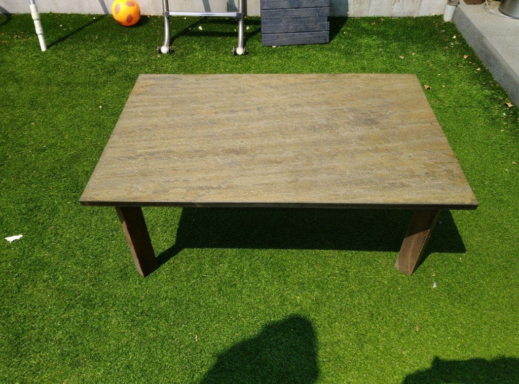 Salontafel van versteend hout en reclaimed eikenhout, Gebruikt, 100 tot 150 cm, Overige materialen, Minder dan 50 cm
