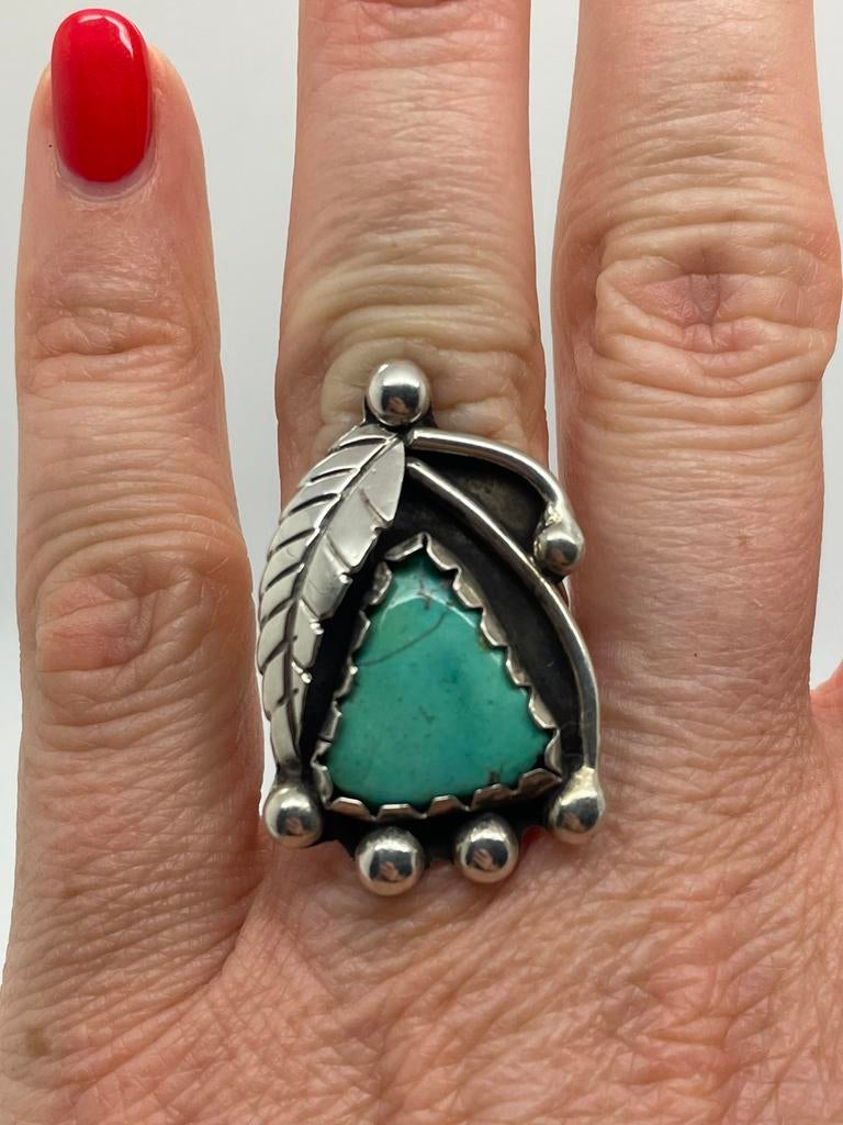 D790 Prachtige zilveren Navajo ring maat 16,75, Ophalen of Verzenden, Kleiner dan 17, X, Met edelsteen