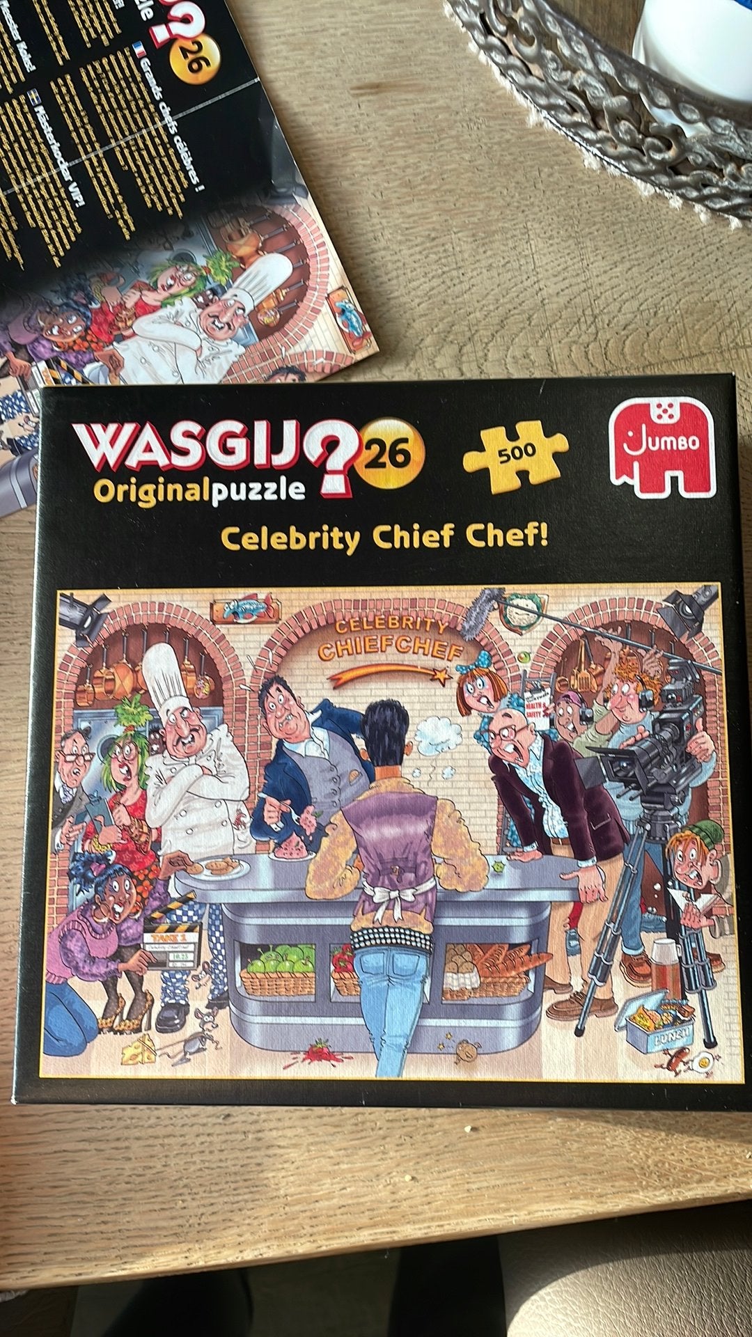 Wasgij legpuzzel 500 stukjes Celebrity Chief Chef, Ophalen of Verzenden, 500 t/m 1500 stukjes, Zo goed als nieuw