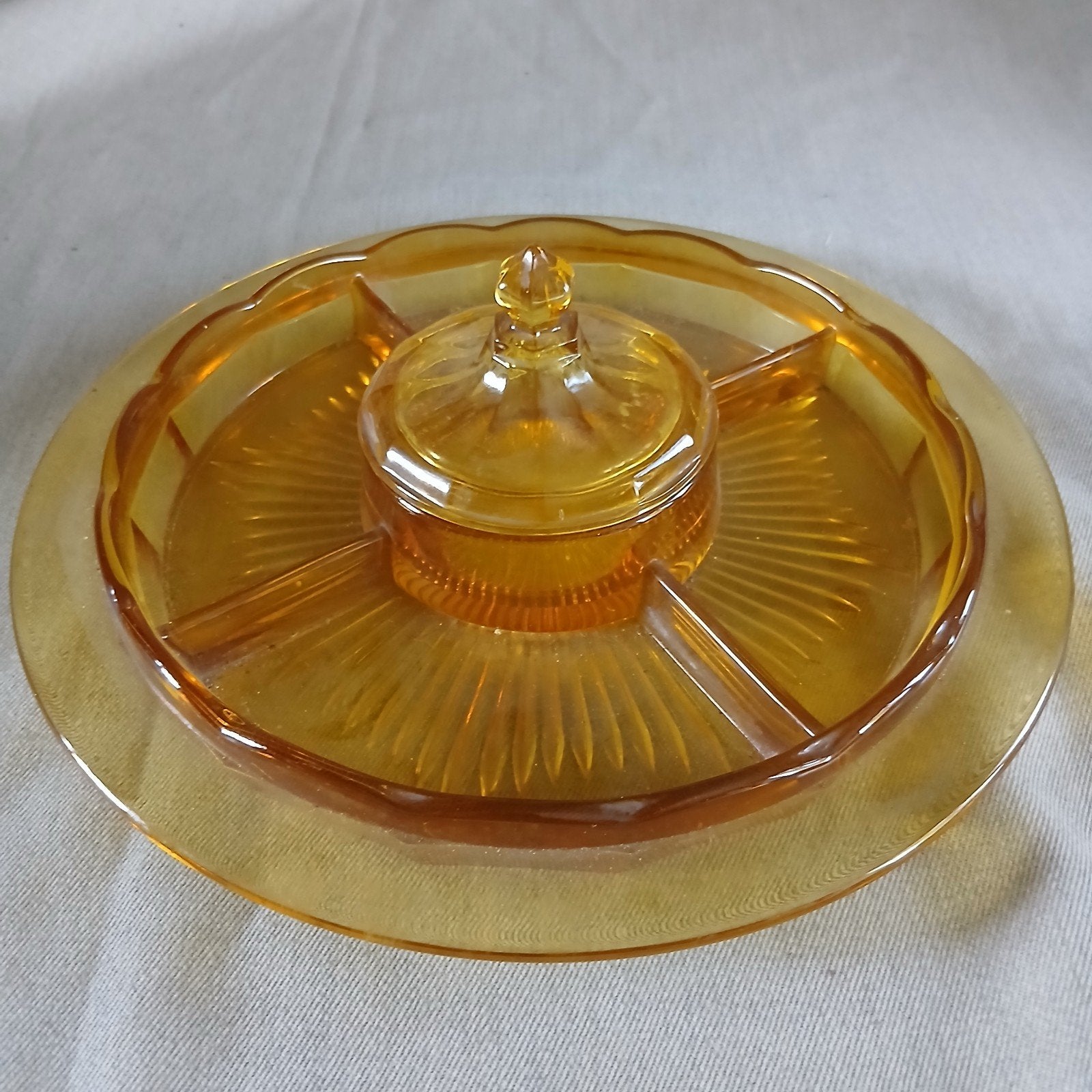 Art Deco glazen serveerschaal, Bonbonniere, Ophalen of Verzenden