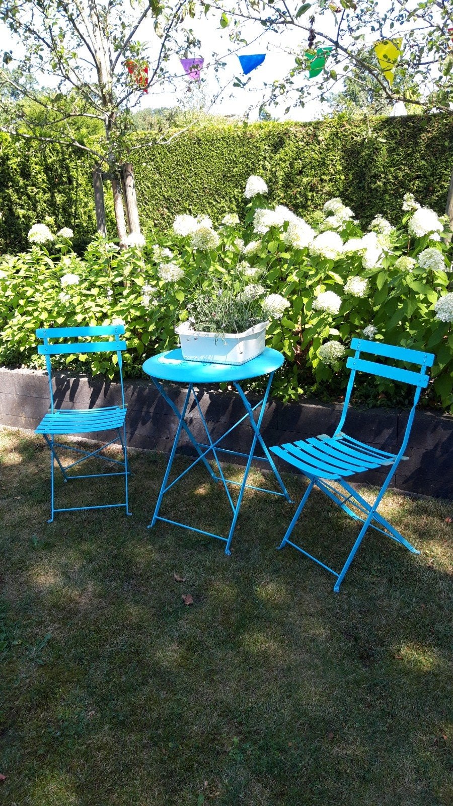 Vintage bistro setje - turquoise, Overige materialen, Gebruikt, Tuinset, Eettafel