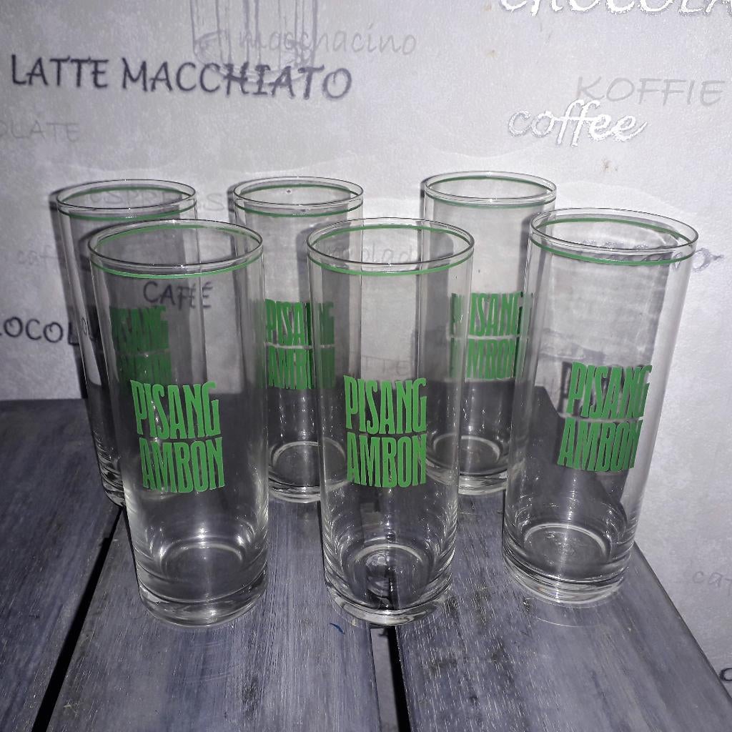 Pisang Ambon glazen set van 6, Ophalen, Glas of Glazen, Gebruikt, Glas