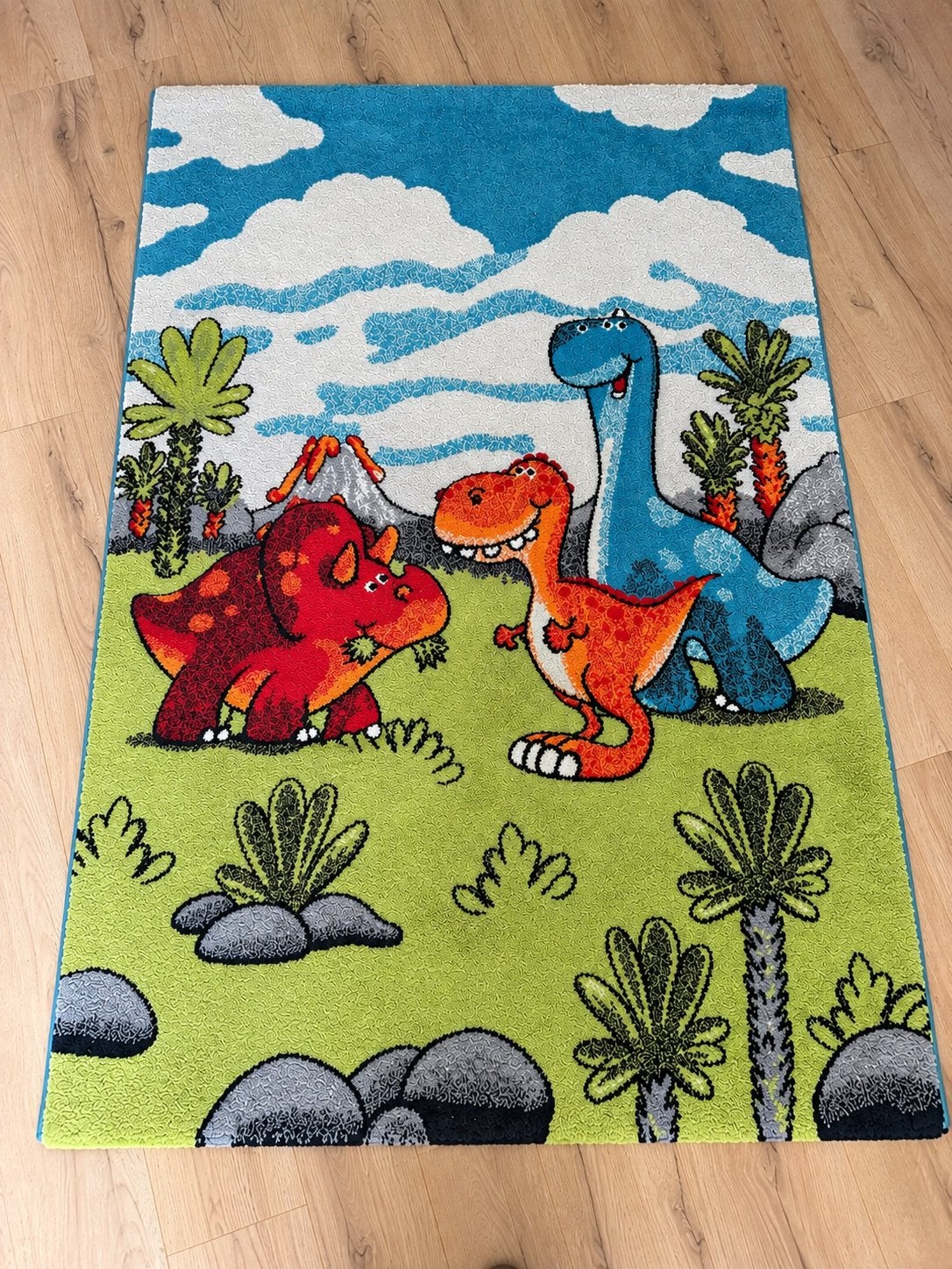 Dik kindervloerkleed met dinos – 172  120 cm, Ophalen, Rechthoekig, 100 tot 150 cm