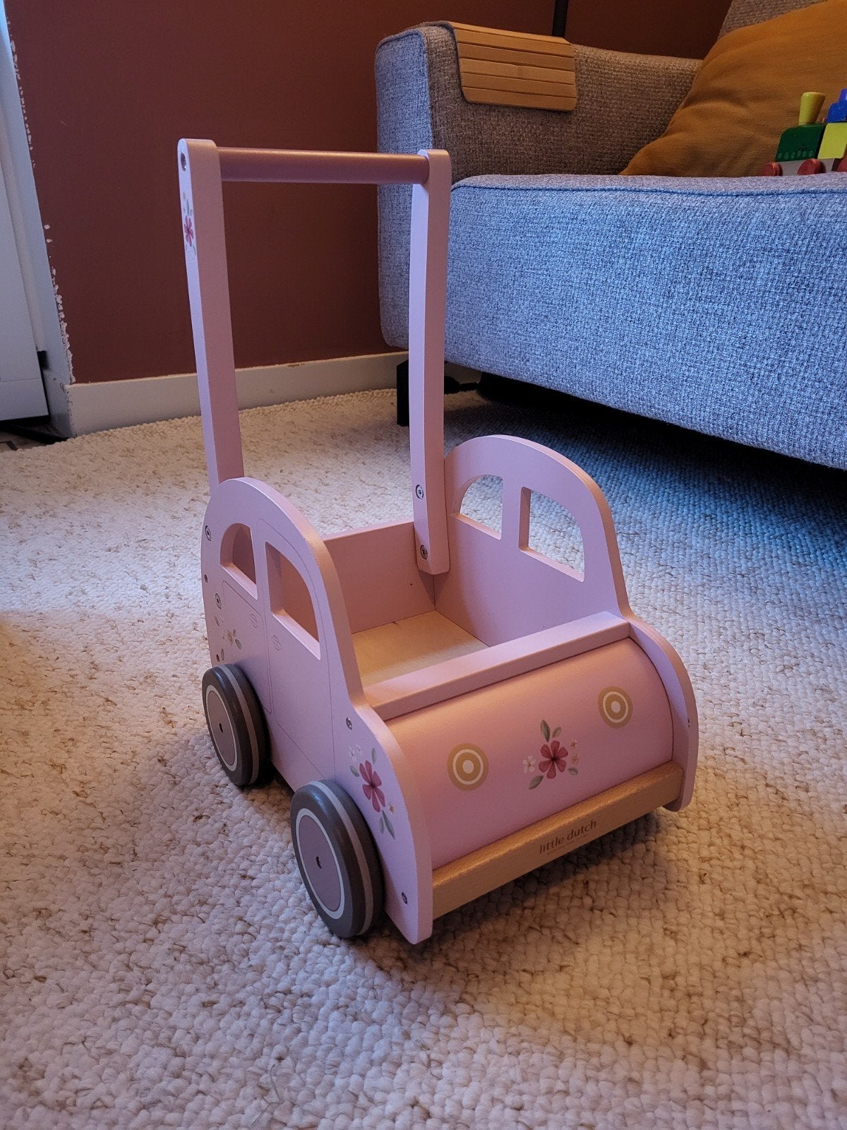 Little Dutch houten loopwagen roze met bloemetjes, Ophalen of Verzenden, Zo goed als nieuw, Overige typen, Met wieltjes