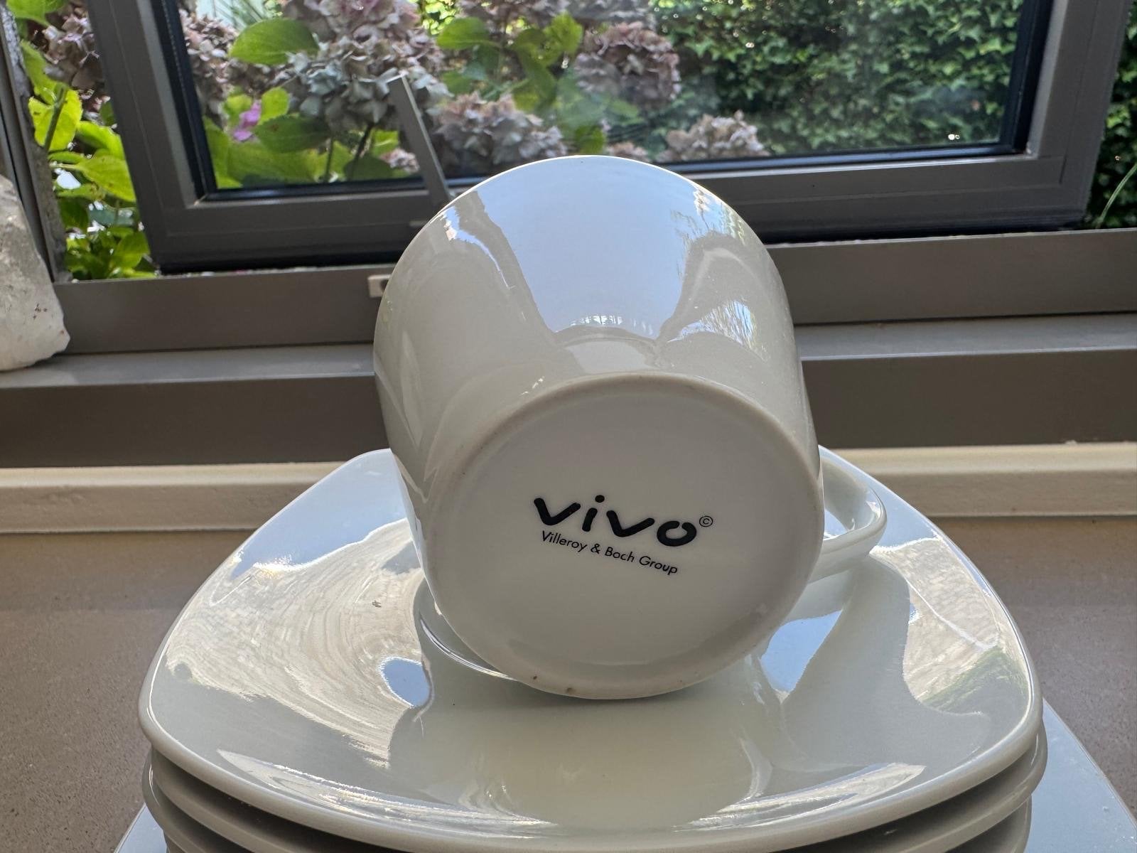Vivo Villeroy & Boch 12 delig koffie set, wit, vierkant, Vivo, Ophalen of Verzenden, Zo goed als nieuw, Modern