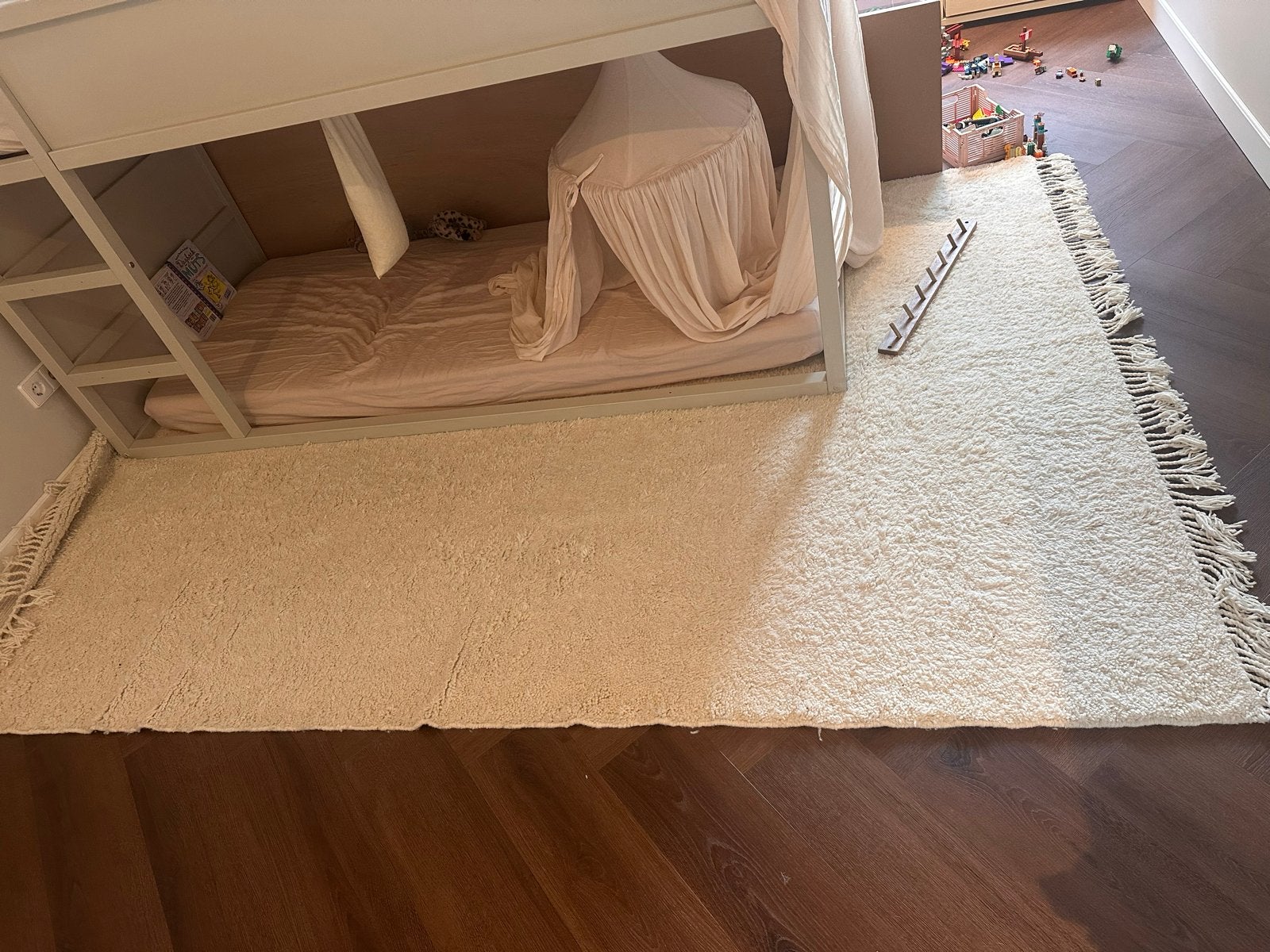Prachtig wollen vloerkleed 190x280 cm - Crème/Beige, 150 tot 200 cm, 200 cm of meer, Ophalen of Verzenden, Zo goed als nieuw