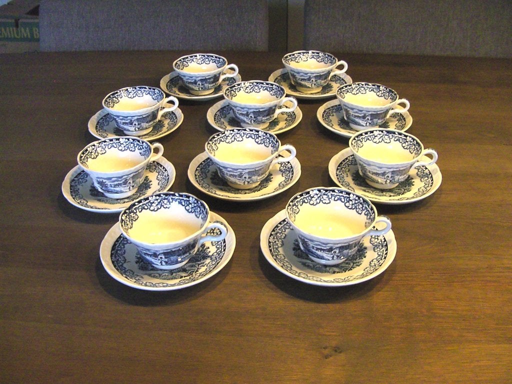 Boerenhoeve Blauw 10 kop en schotels van SCM Maastricht, Ophalen of Verzenden