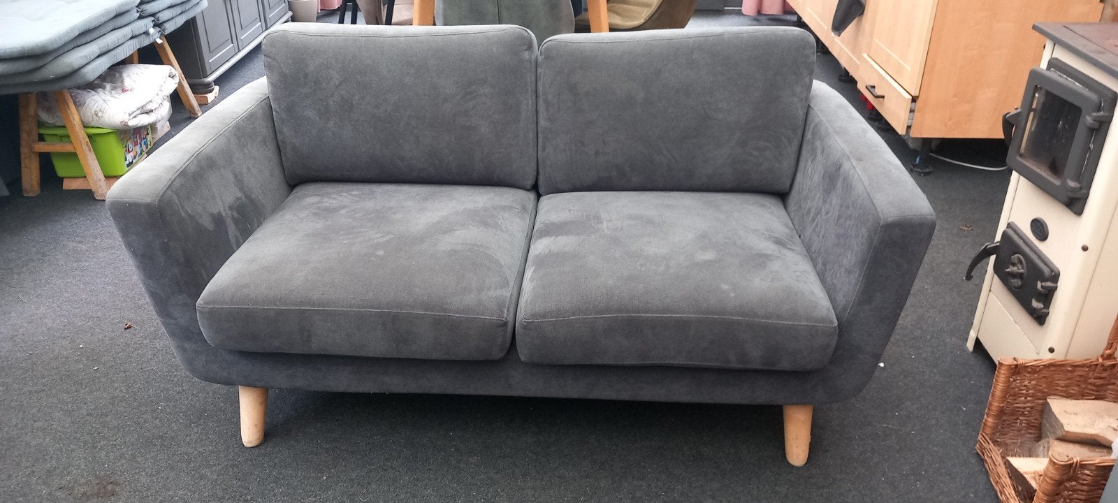 Comfortabele grijze tweepersoonsbank - vlekken reinigbaar, Huis en Inrichting, Gebruikt, 150 tot 200 cm, Tweepersoons, 75 tot 100 cm