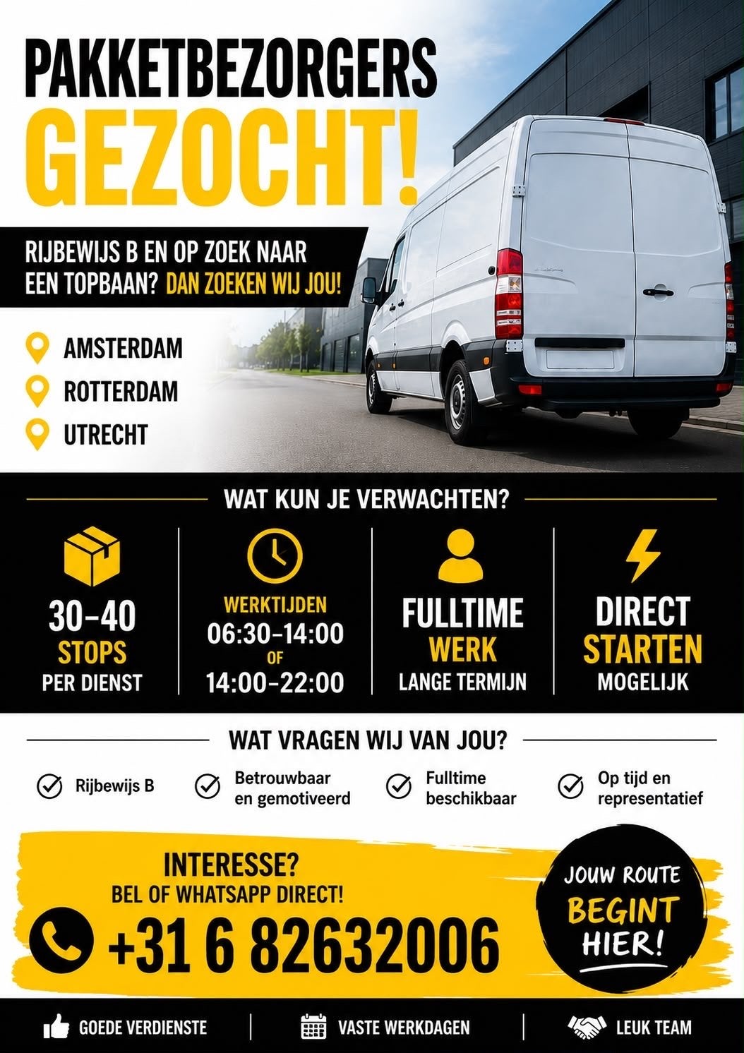 Pakketbezorgen: Utrecht, Amsterdam, Rotterdam