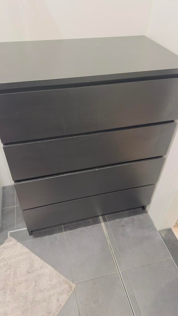 Zwarte Commode met 4 Laden - 80x100 cm, Huis en Inrichting, Kasten | Ladekasten, Ophalen, Gebruikt