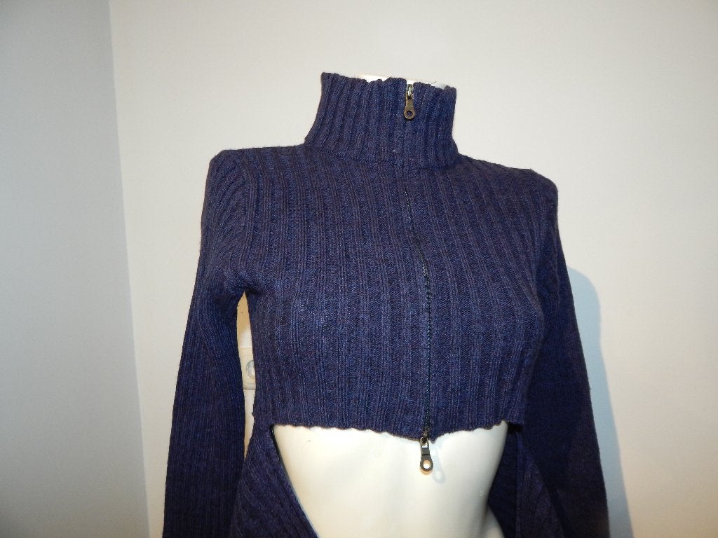 Sarah Pacini gebreid vintage vest flappen paars one size, Sarah Pacini, Paars, Maat 42/44 (L), Ophalen of Verzenden