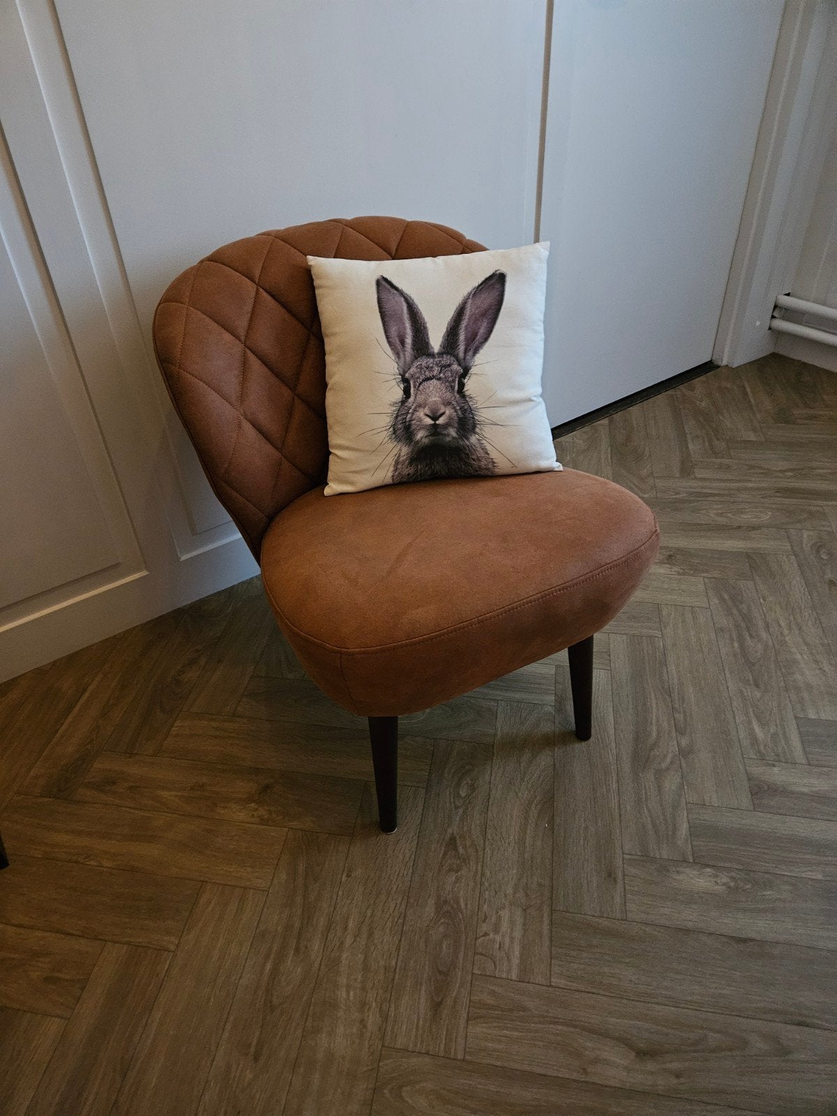 Comfortabel cognac bruin stoeltje, Ophalen, Bruin, Zo goed als nieuw, Stof