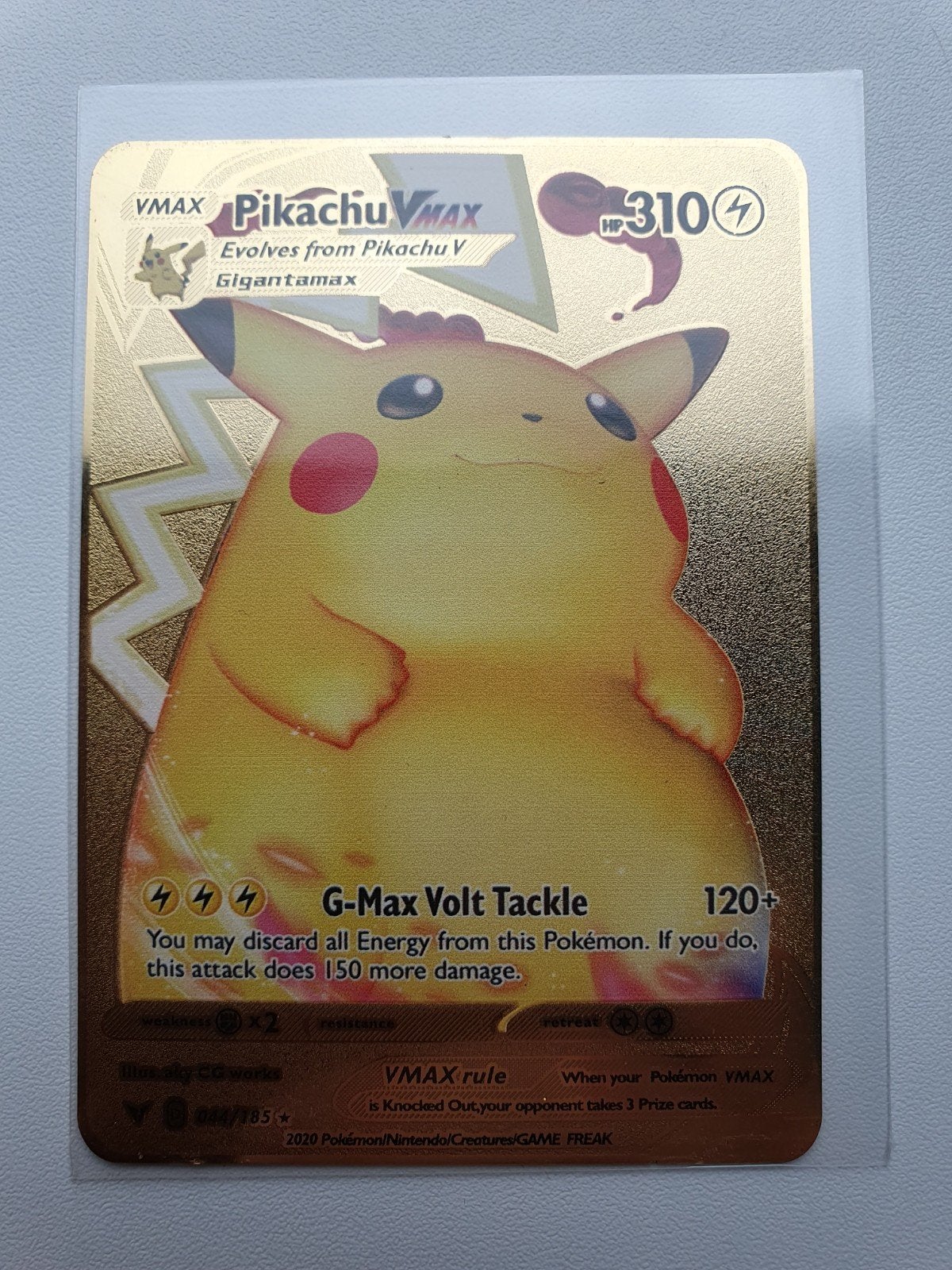 Pikachu V Max Metal Card, Pokemon kaart van metaal. Goudkleu, Ophalen of Verzenden, Nieuw