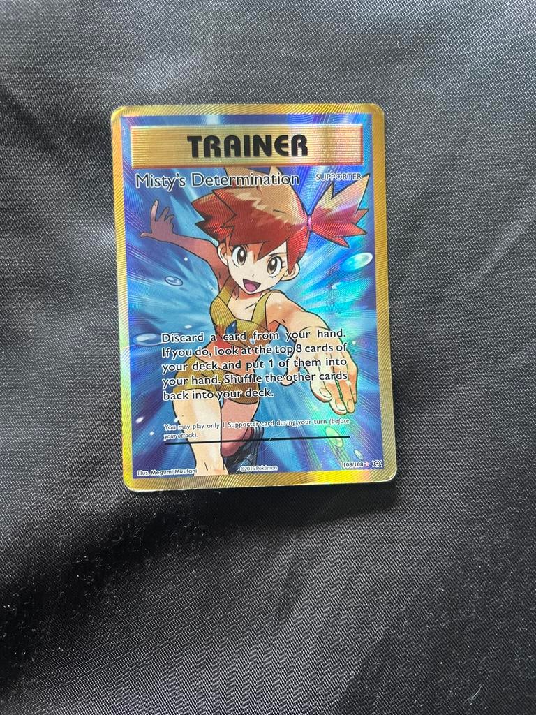 Misty's Determination Trainer Full Art Foil Pokémon Kaart, Ophalen of Verzenden, Gebruikt, Losse kaart, Foil