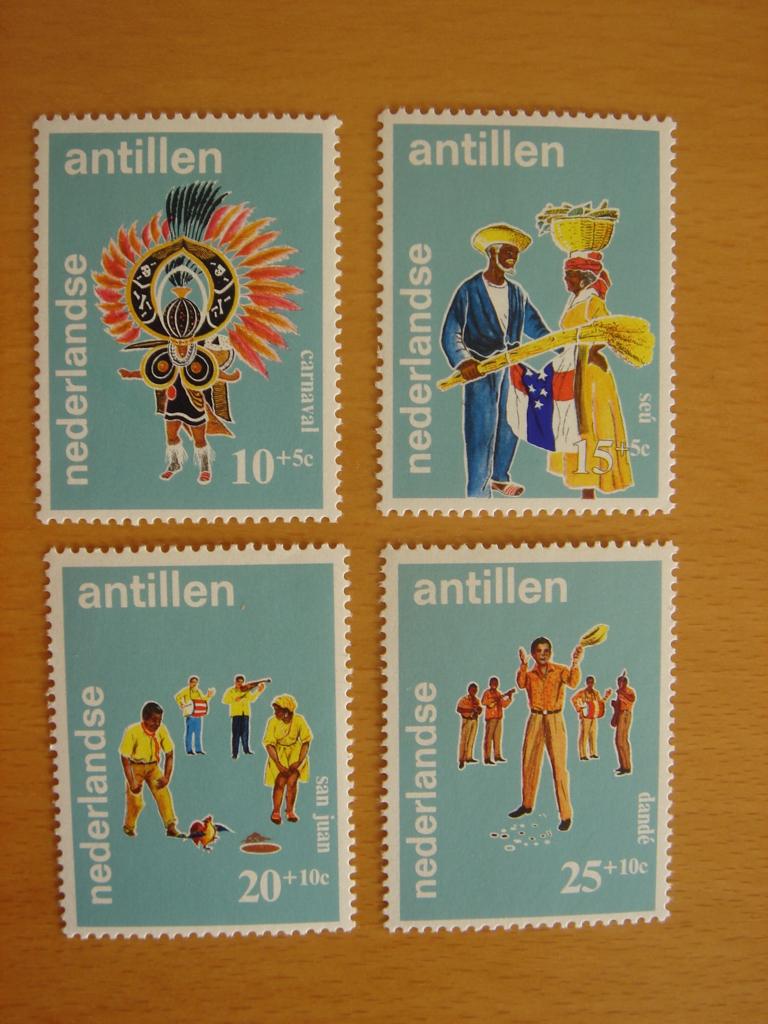 Ned. Antillen 1969 NVPH 410 t/m 413 Folklore, Postzegels en Munten, Postzegels | Nederlandse Antillen en Aruba, Ophalen of Verzenden