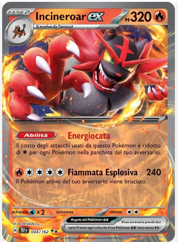 Incineroar EX 034 - Temporal Forces, Ophalen of Verzenden, Nieuw, Losse kaart, Foil