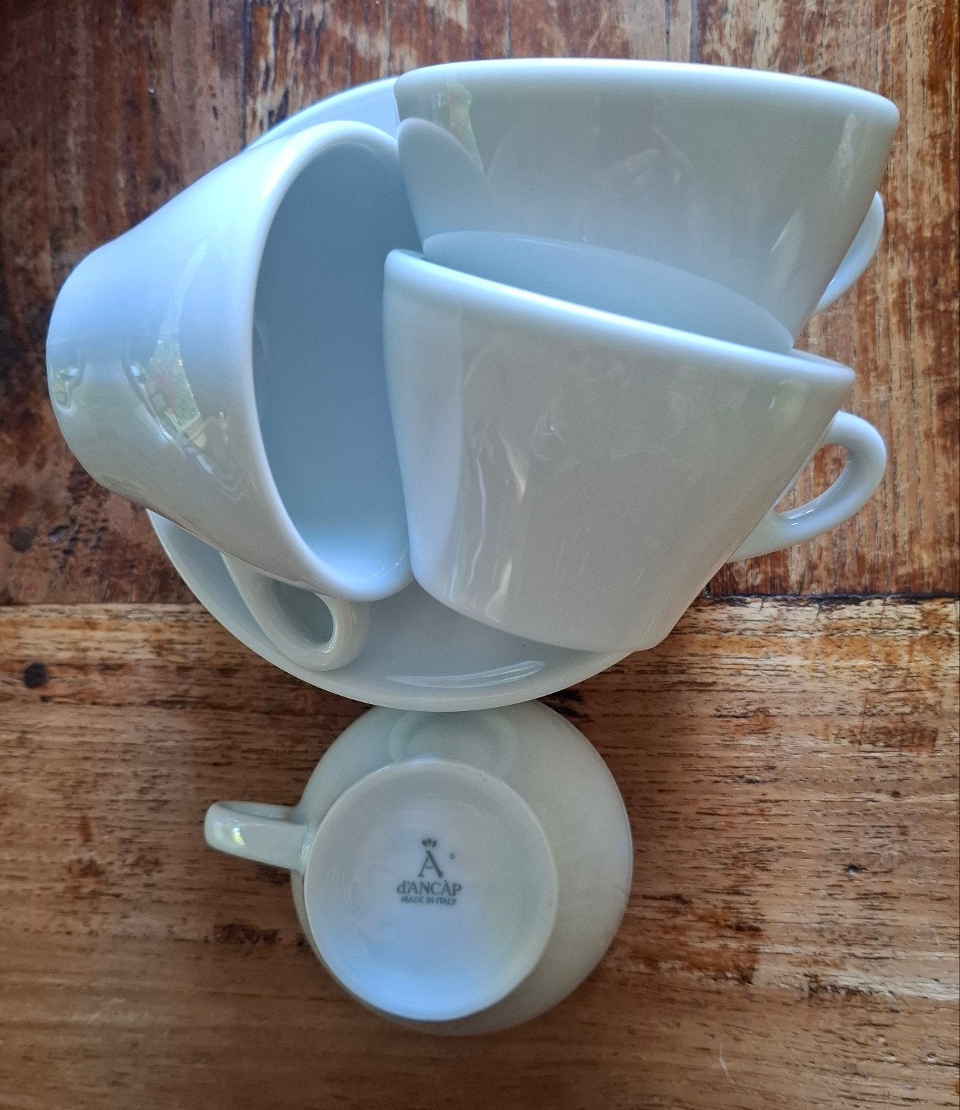 4 D'Ancap Cappuccino Kop en Schotel - Wit Porselein, Huis en Inrichting, Ophalen of Verzenden