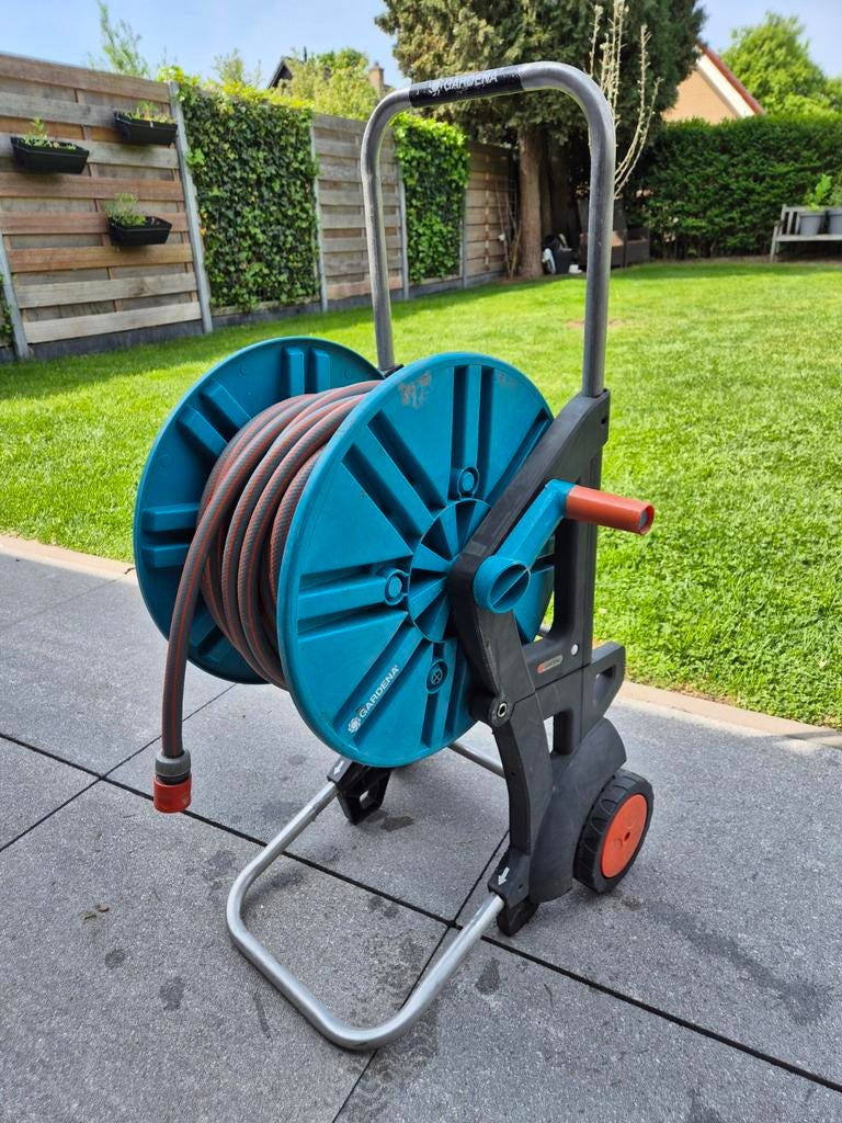 Gardena slangenwagen ca 20m slang, Ophalen, Gebruikt, Tuinslanghaspel