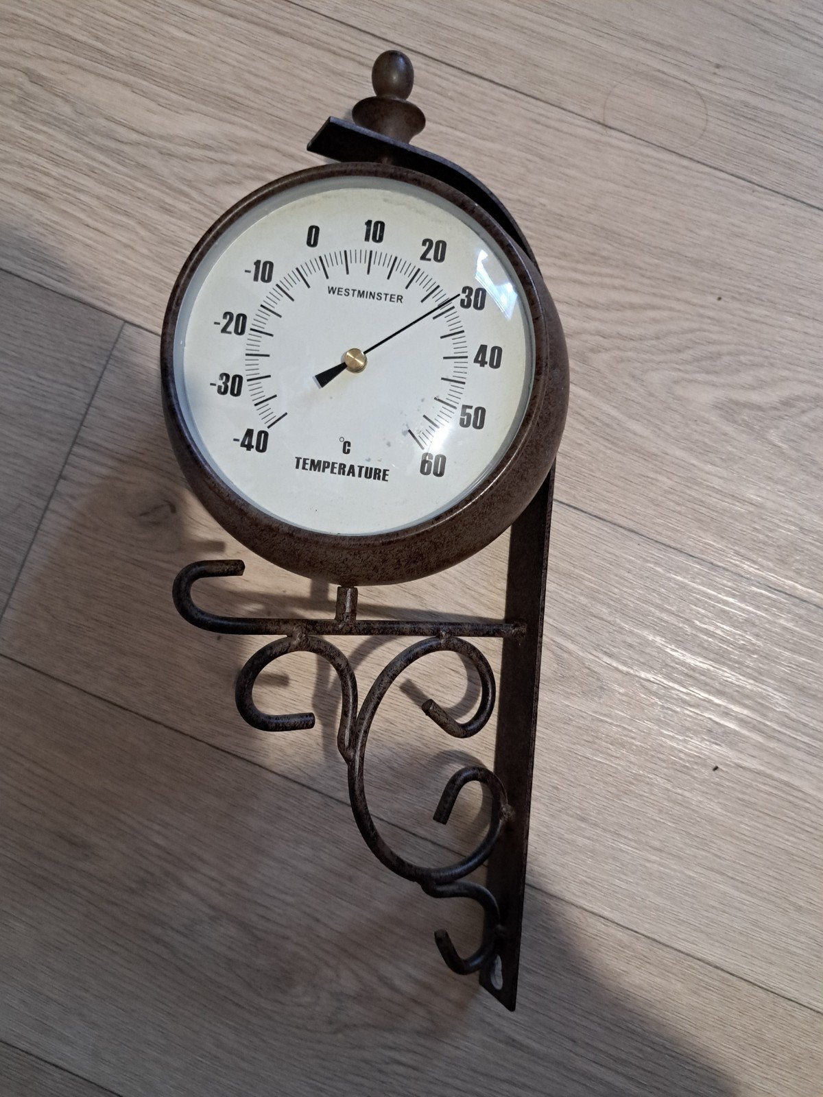 Dubbelzijdige wandklok met thermometer, Ophalen of Verzenden
