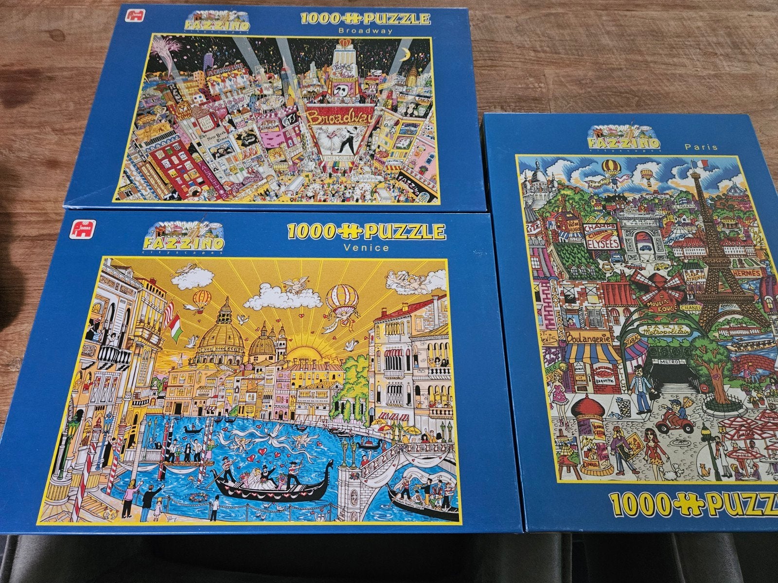 3x jumbo puzzel 1000st, Ophalen of Verzenden, 500 t/m 1500 stukjes, Zo goed als nieuw