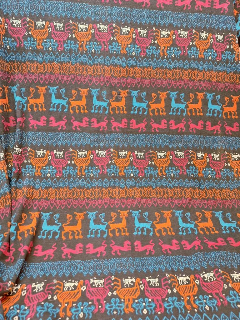 Jaren '70 Tricot Gordijn met Leeuw, Draak, Struisvogel, Ophalen of Verzenden, Gebruikt