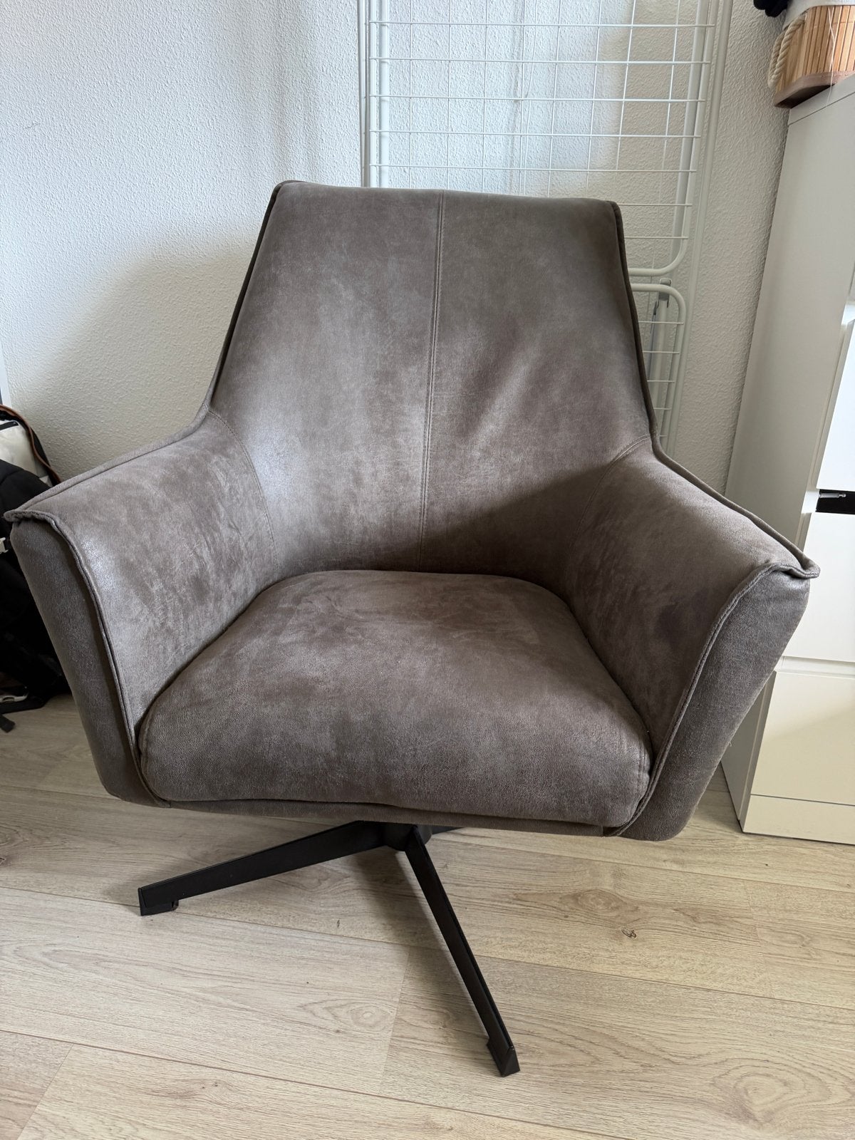 Comfortabele draaibare fauteuil - Grijs, Huis en Inrichting, Ophalen, Zo goed als nieuw, Stof, 75 tot 100 cm