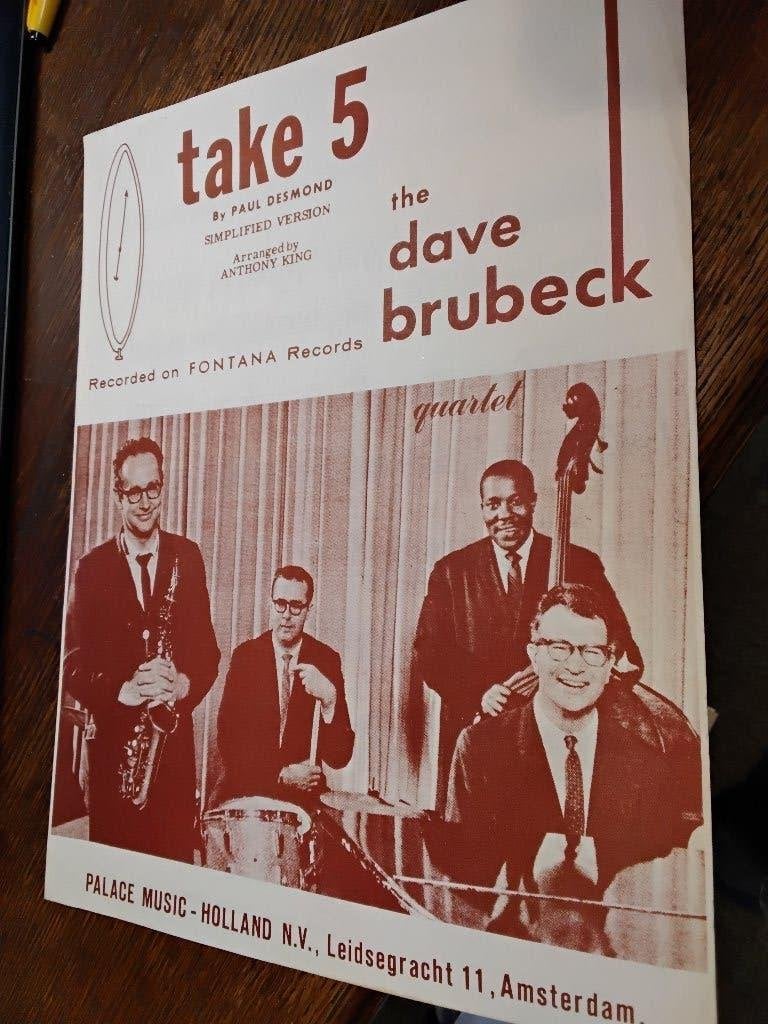  Take 5 Paul Desmond/Dave Brubeck PalaceMusic Bladmuziek, Ophalen of Verzenden, Zo goed als nieuw, Artiest of Componist, Jazz