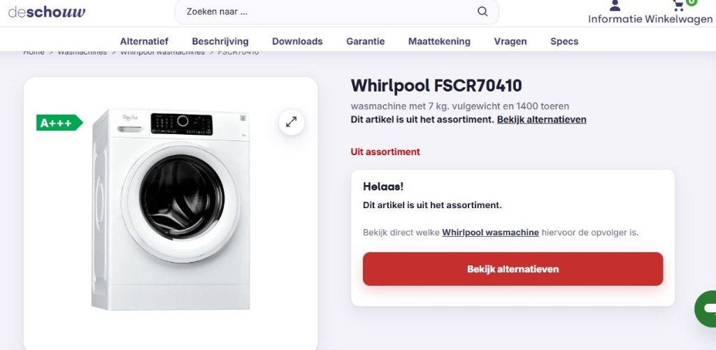 Foto 3 van A+++ Top Whirlpool Wasmachine 1400 Toeren 7KG werkt Perfect