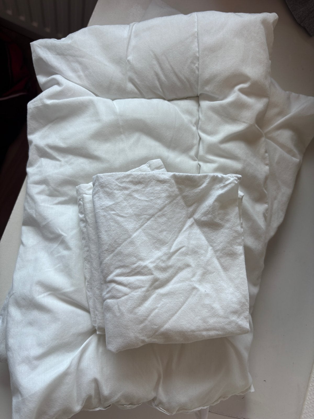 IKEA LEN kinderkussen 2x met 3 bijpassende kussenslopen, Ophalen, Gebruikt, Jongetje of Meisje, Wit
