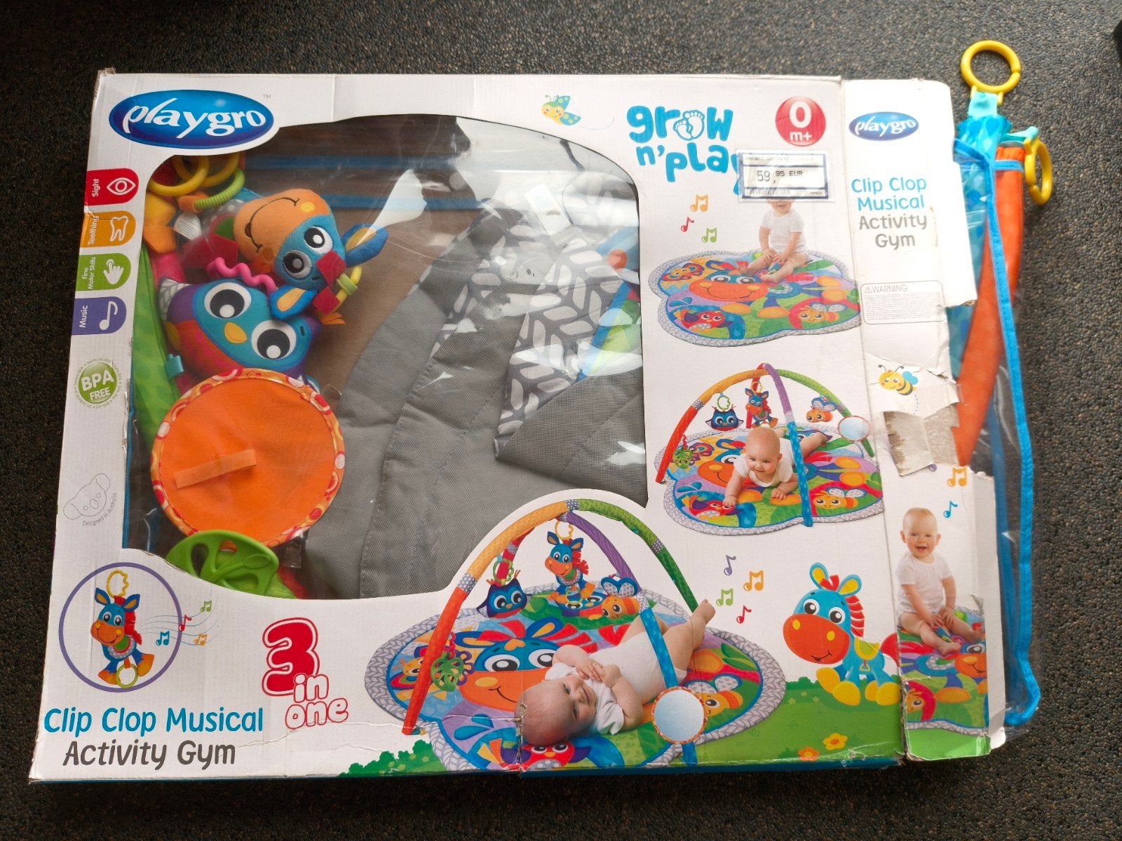Playgro 3-in-1 Clip Clop Musical Activity Gym, Kinderen en Baby's, Ophalen, Gebruikt, Speelkleed