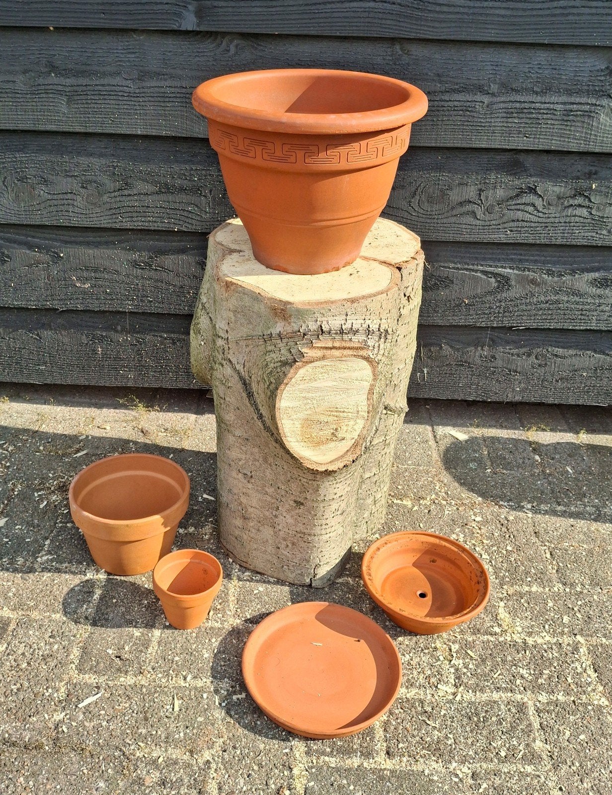 TERRACOTTA BLOEMPOTTEN EN SCHOTELS SET, Tuin en Terras, Bloempotten, Aardewerk, Binnen, Balkon, Tuin, Minder dan 40 cm, Minder dan 25 cm