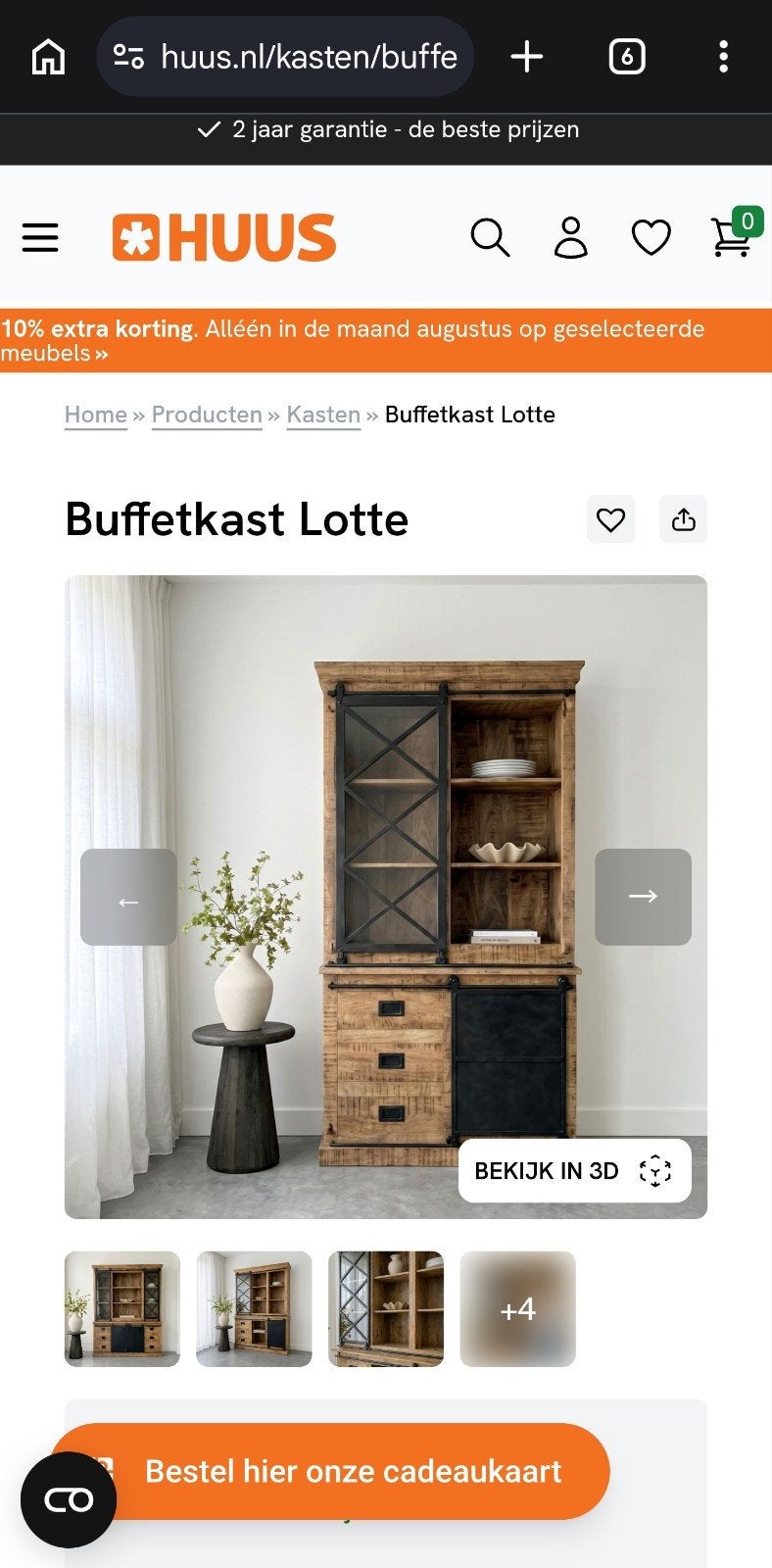 Buffetkast Lotte, Ophalen, Nieuw, 25 tot 50 cm, 200 cm of meer