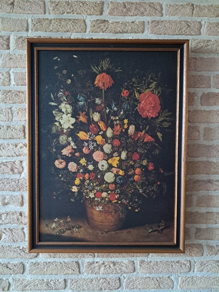 Schilderij Boeket bloemen, Overige stijlen, Olieverf, Papier, Ingelijst